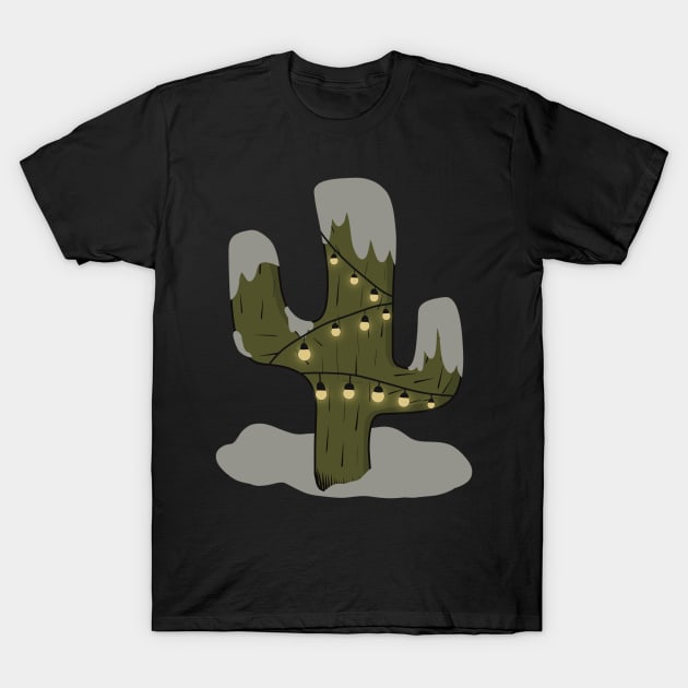 Xmas Lights Cactus Tree T-Shirt by WalkSimplyArt